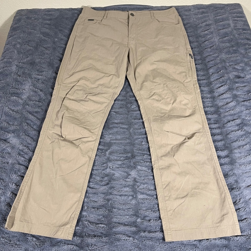 Ascend Mens Hiking Cargo Pants 40x34 Khaki Tan Stretch Articulated Knee Outdoor